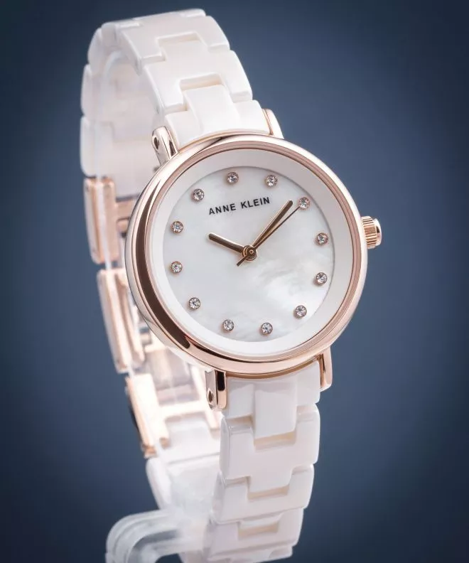 Anne Klein Crystal Accented Ceramic Women's Watch AK/3312LPRG