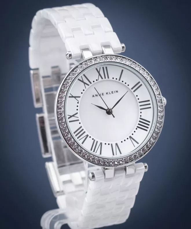 Anne Klein Swarovski Crystal Accented Ceramic Women's Watch AK-2131WTSV