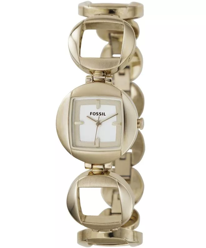 fossil ladies dress watch Blingy Ladies Fossil Golden Crystal Accented Bezel Date Dress Watch ES-2787