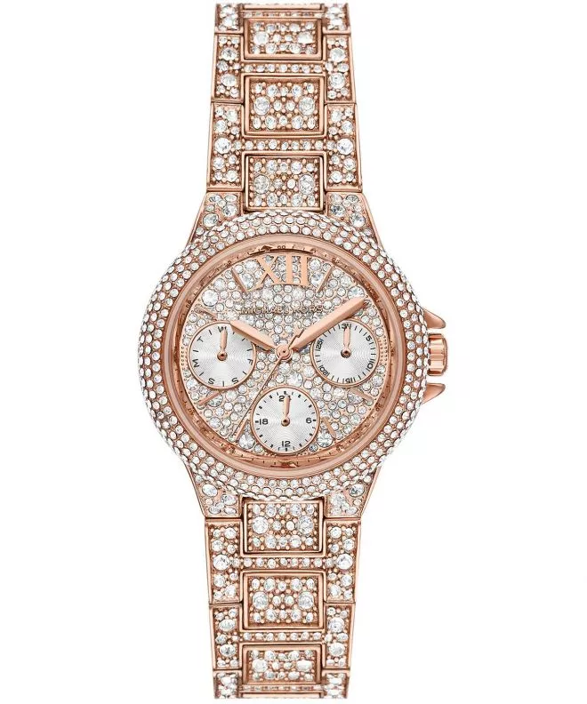 Michael Kors Camille Chronograph Champagne Dial Gold-tone and Horn Ace –  Watches of America