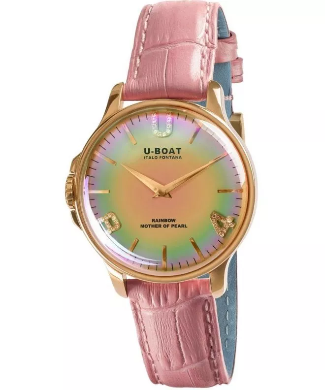 U-BOAT Rainbow 38 Pink IP Gold watch 8473