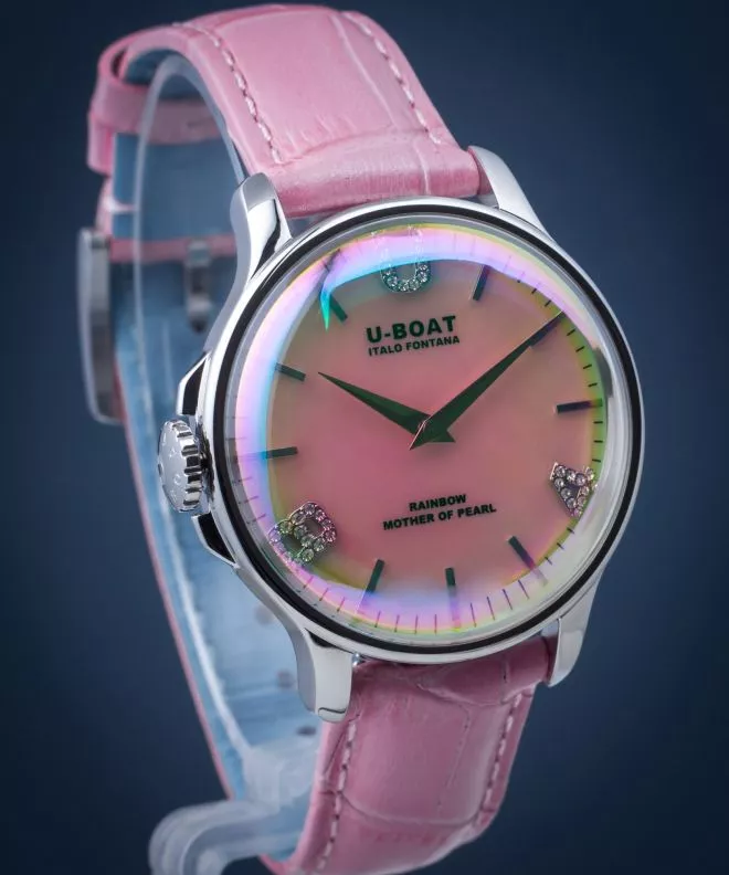 U-BOAT Rainbow 38 Pink SS watch 8472
