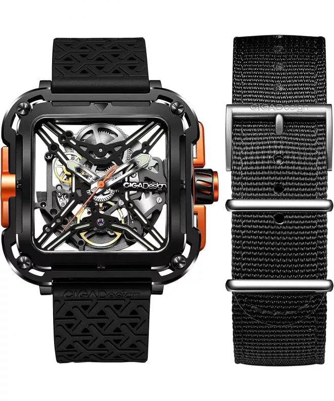 Ciga Design X Series Black & Orange Skeleton Automatic watch X011-BLOG-W25BK