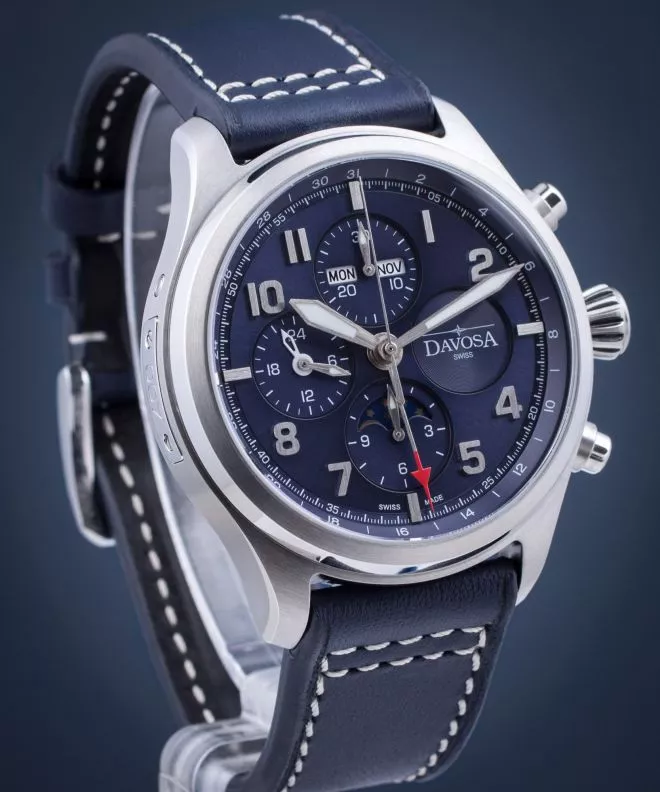 Davosa Newton Pilot Moonphase Automatic Valjoux Chronograph Limited Men's Watch 161.586.45
