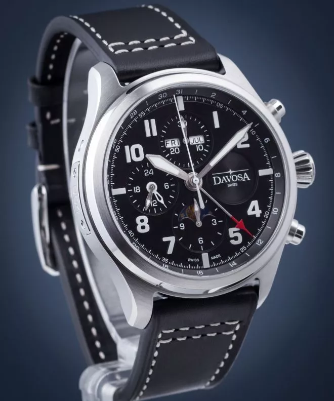 Davosa Newton Pilot Moonphase Automatic Valjoux Chronograph Limited Men's Watch 161.586.55