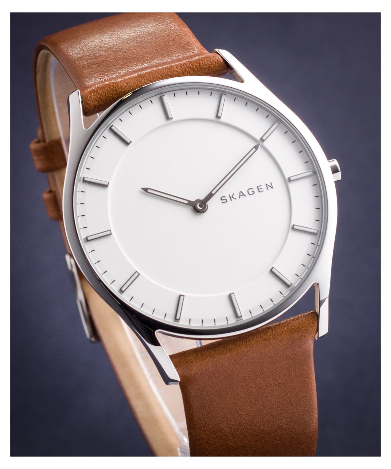 Skagen Holst Orologio Uomo Automatico – Cassa 42mm, Quadrante Argentato Ghiglioscé, Cinturino In Pelle Nera