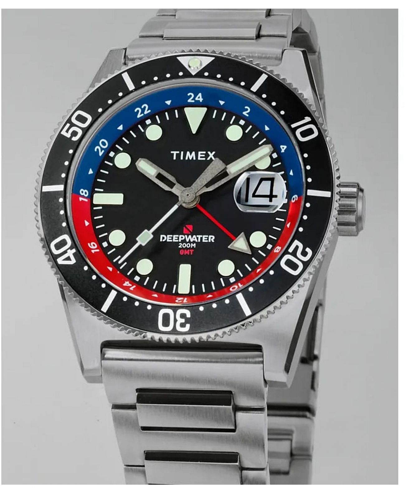 Timex TW2W95300 Orologio Uomo Deepwater Reef 200, Cassa 41mm, Acciaio, Quadrante Nero, Impermeabile 20 Bar