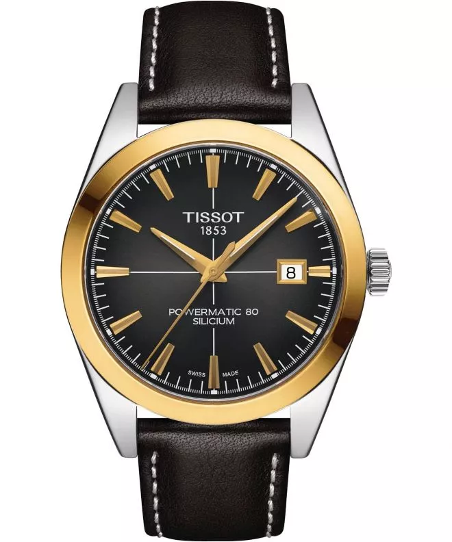 Tissot Gentleman Powermatic 80 Silicium Solid 18 k Gold Bezel watch T927.407.46.061.01 (T9274074606101)
