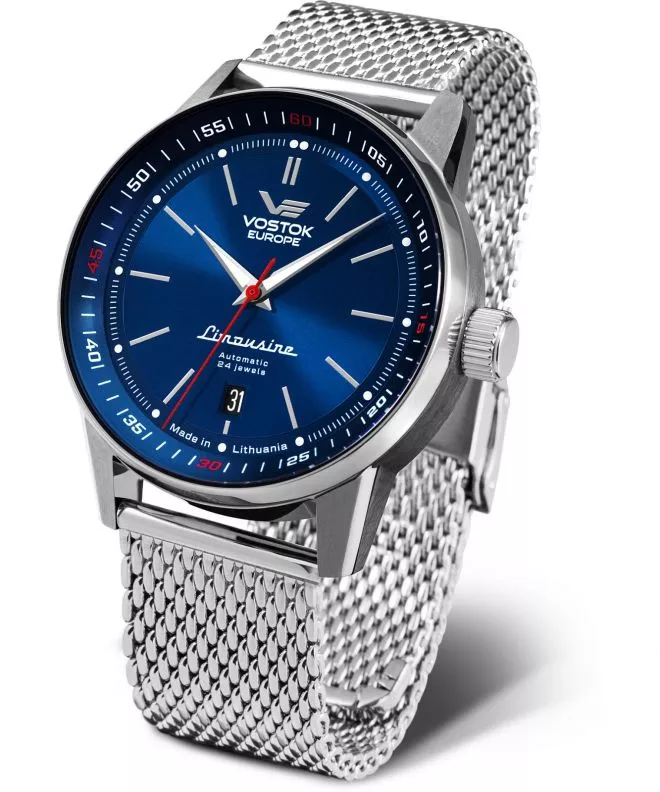Vostok Europe NH35A-592C554 Orologio Uomo | Quarzo Cassa Acciaio 43mm Cinturino Pelle Marrone