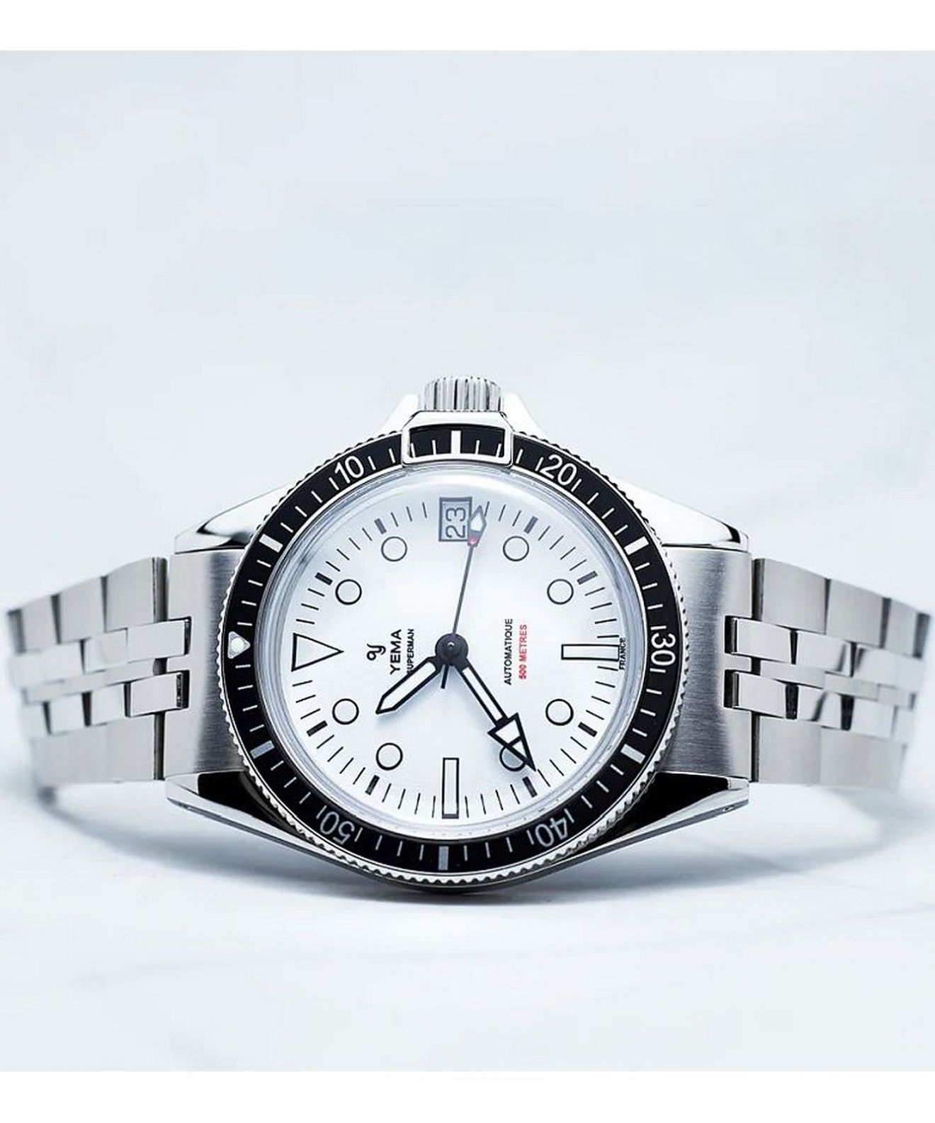 YEMA Superman 500 Dato White Dial FKM Viton 41mm | YSUP23A41-BRBS main image 0