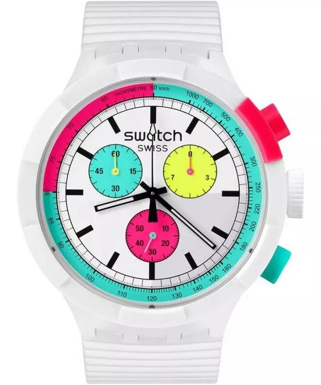 Swatch The Purity of Neon Chrono watch SB06W100