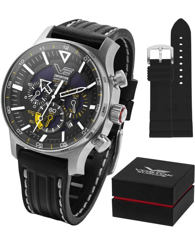 Vostok Europe Expedition North Pole Polar Puppy Solar Power Chronograph Limited Edition SET watch VR42-595A732