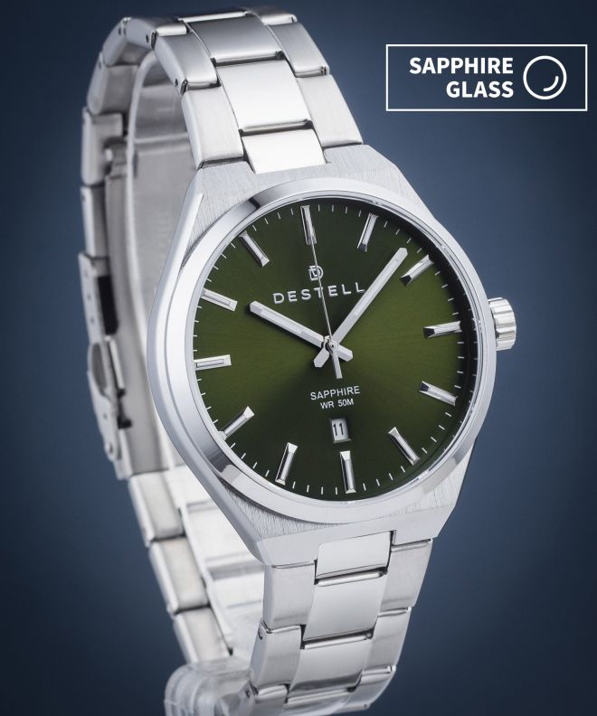 DESTELL Aries Green Silver Steel Sapphire watch AR405-05-205S