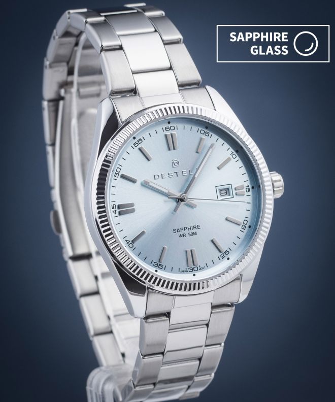 DESTELL Loup Ice Blue Silver Steel Sapphire watch LU3855-95-205S