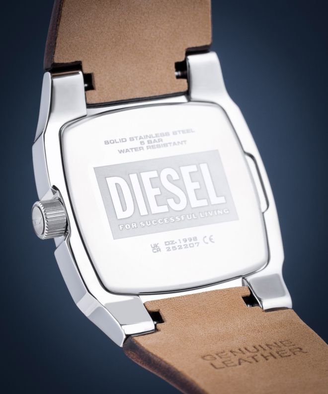 DIESEL DZ4491 Orologio Cronografo Uomo, Cassa In Acciaio, Cinturino In Pelle, Quadrante Grigio, Impermeabile 5 ATM, Regalo In Scatola