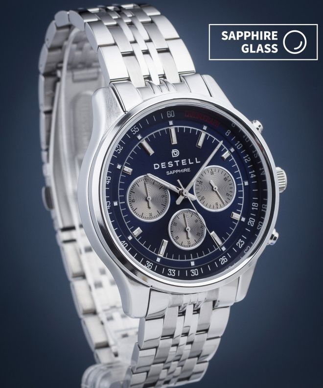 DESTELL Circinus Blue Silver Steel Chronograph Sapphire watch CR415-35-205J
