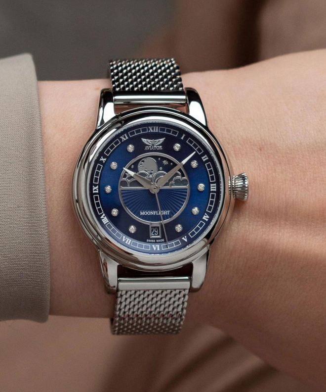 Aviator Douglas Moonflight Blue Diamonds Limited Edition watch V.1.33.0.379.5