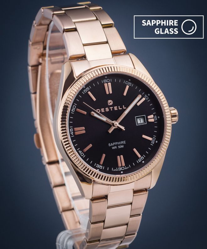 DESTELL Loup Black Rose Gold Steel Sapphire watch LU3857-17-207S