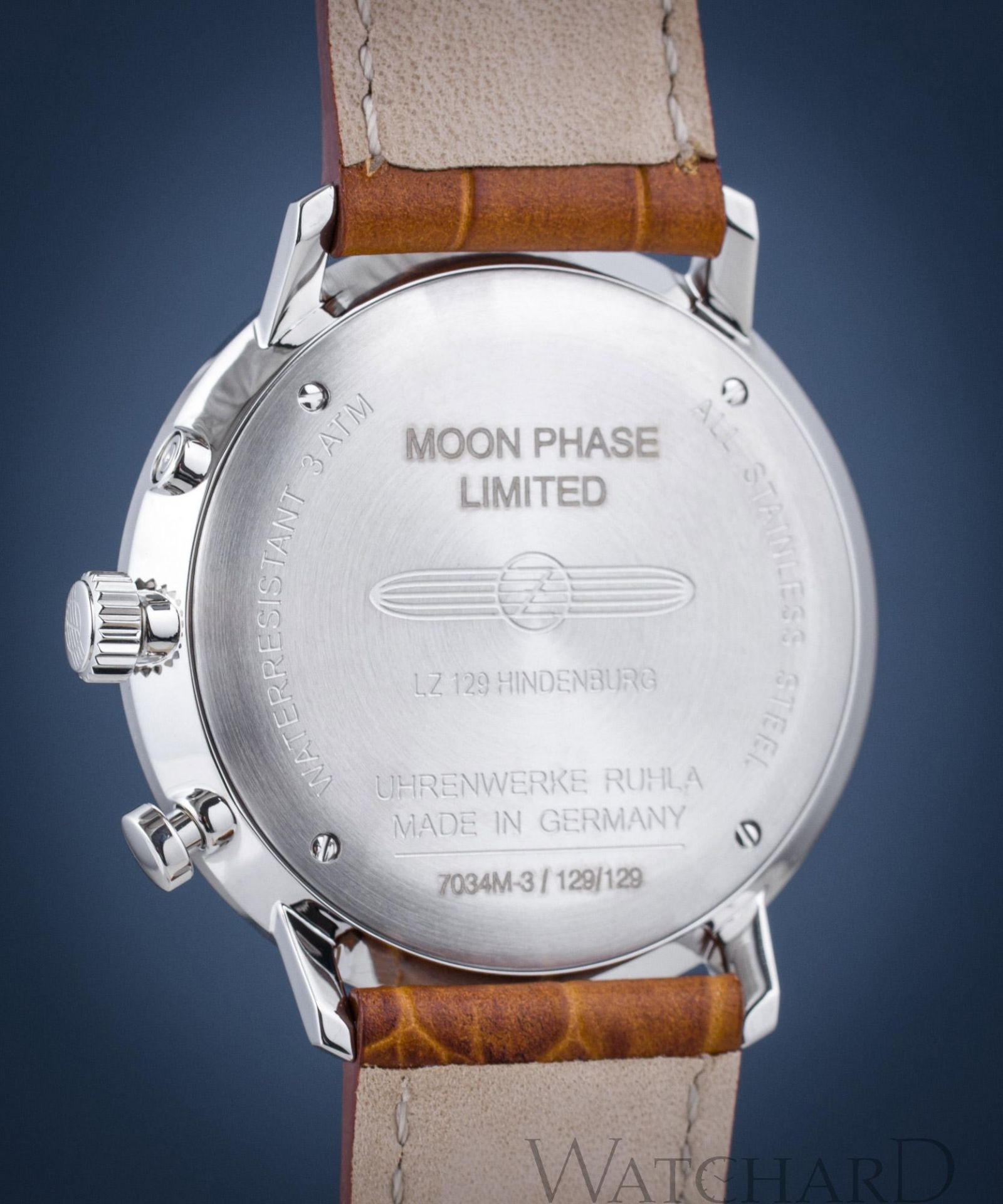 Zeppelin Orologio Uomo LZ129 Hindenburg Moonphase 7036M-3 - Quarzo, Cassa 40mm, Quadrante Blu - 2
