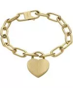 Fossil Harlow Linear Texture Heart bracelet