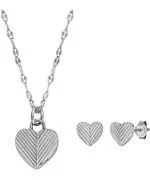 Fossil Harlow Linear Texture Heart necklace