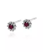 Bonore - White Gold 585 - Ruby 0,15 ct earrings