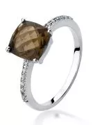 Bonore - White Gold 585 - Smoky Quartz 2 ct ring