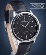 DESTELL Pictor Black Silver Leather Sapphire watch