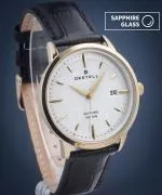 DESTELL Pictor Silver Gold Black Leather Sapphire watch
