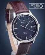 DESTELL Pictor Blue Silver Brown Leather Sapphire watch