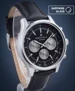 DESTELL Circinus Black Silver Leather Chronograph Sapphire watch