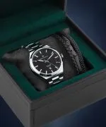 DESTELL Aries Black Silver Steel Sapphire Gift Set gents watch