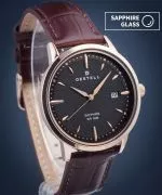 DESTELL Pictor Black Rose Gold Brown Leather Sapphire watch
