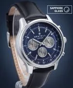 DESTELL Circinus Blue Silver Black Leather Chronograph Sapphire watch