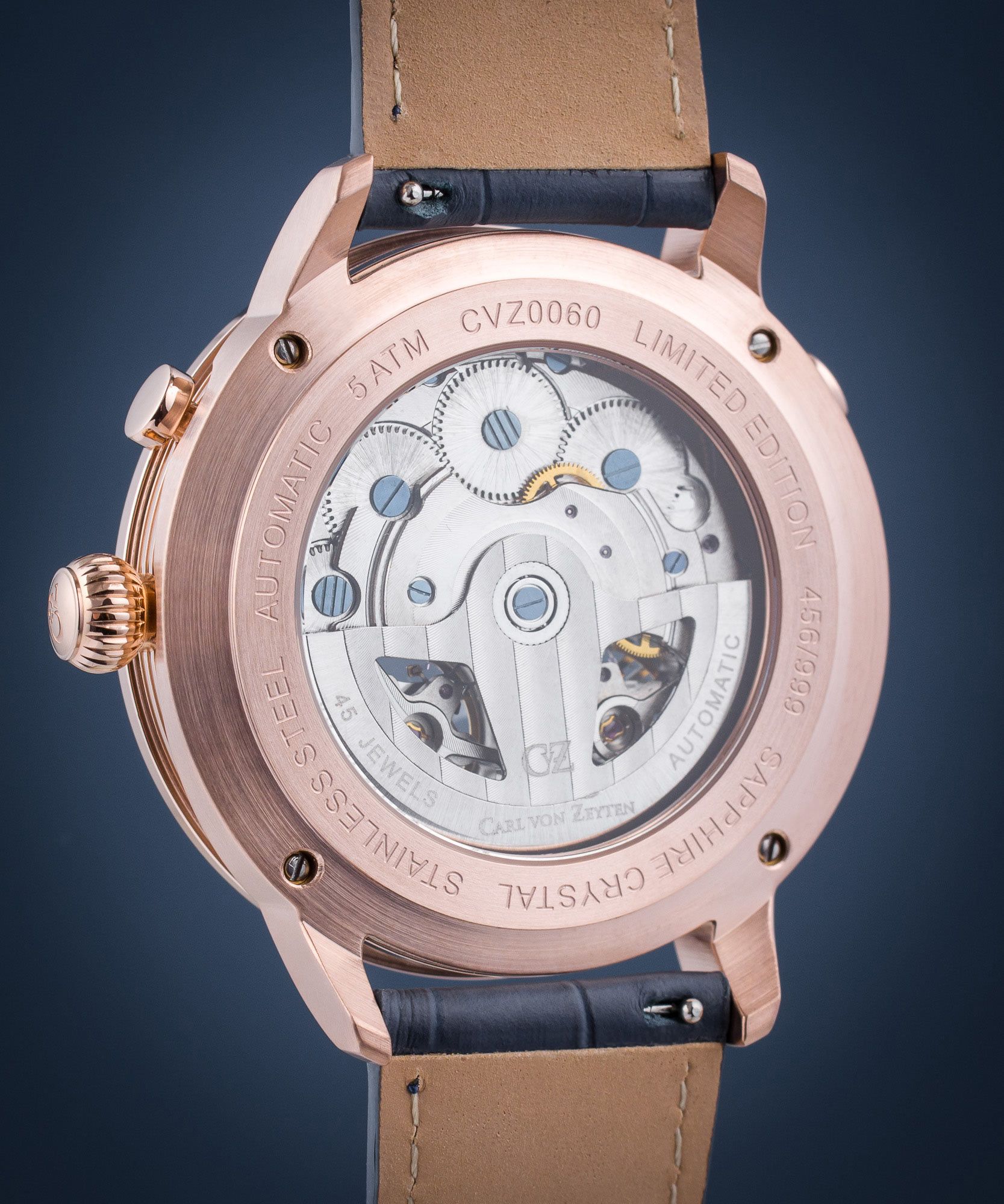 Carl Von Zeyten CvZ0032WH Orologio Automatico Uomo Neuschwanstein – Cassa 44mm Quadrante Bianco E Cinturino Pelle Nera