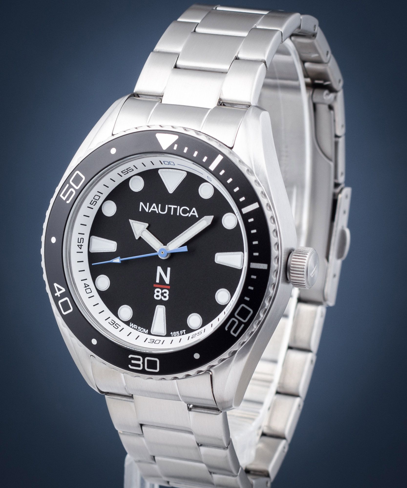 Nautica N83 Finn World Orologio Uomo: Acciaio E Silicone, 44 Mm, Impermeabile 50 M, Modello NAPFWF203