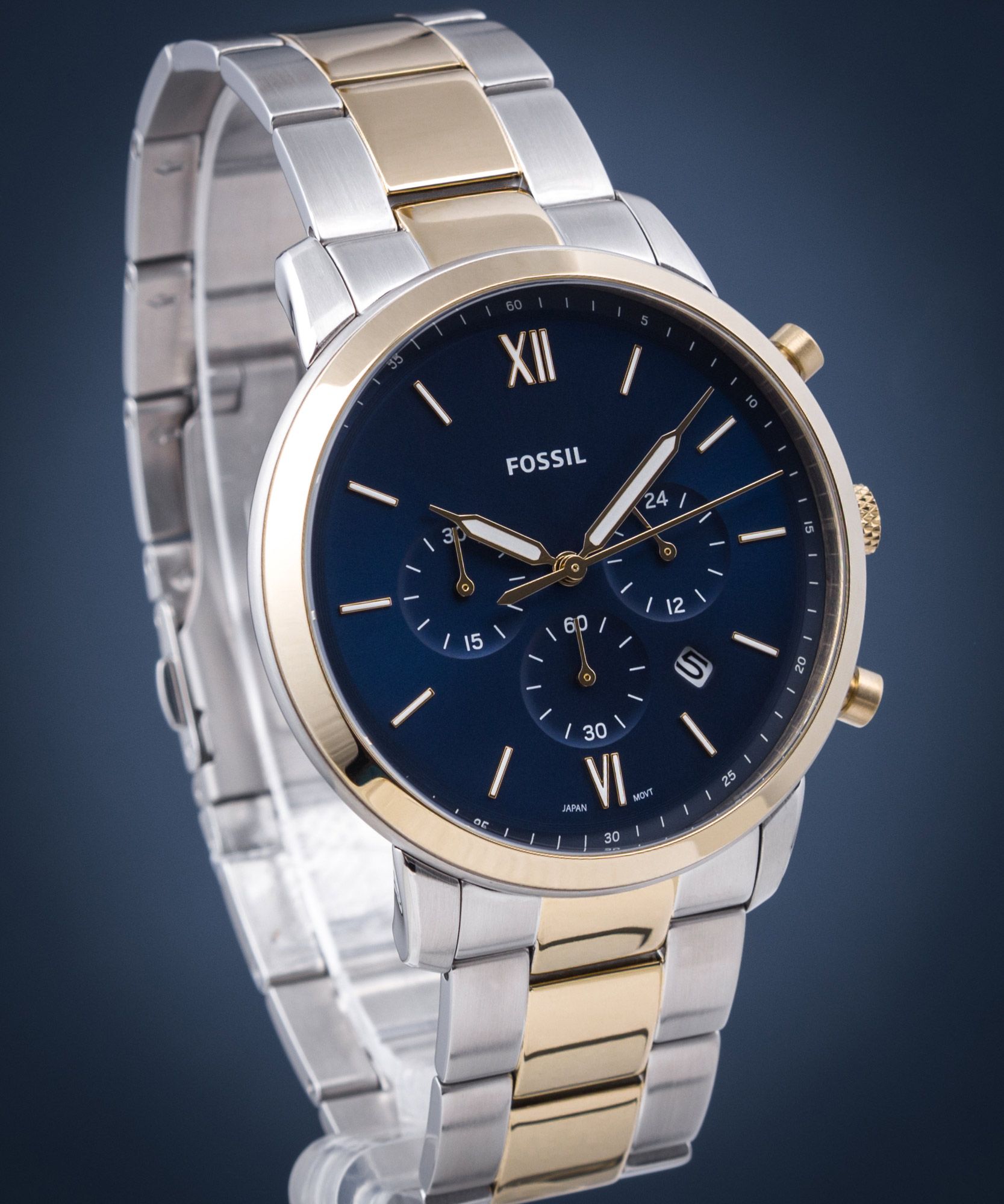 Fossil Orologio Uomo FS5706 Neutra – Cronografo In Acciaio Bicolore Con Quadrante Blu E Cinturino Intercambiabile, 44mm - 2