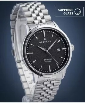 DESTELL Pictor Black Silver Steel Sapphire watch