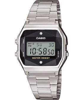 Casio VINTAGE Black and Silver with Diamond Limited Women's Watch
