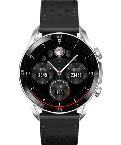 Garett V10 Silver-black Leather Men's Smartwatch
