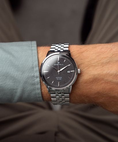 DESTELL Pictor Black Silver Steel Sapphire watch