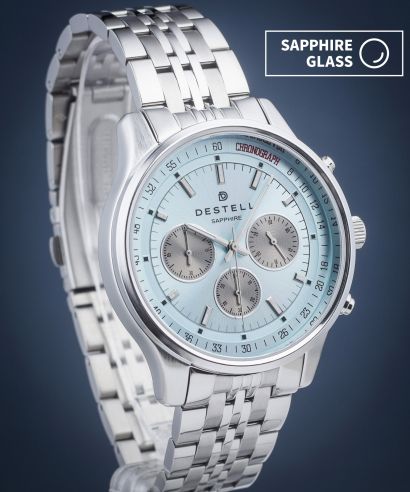 DESTELL Circinus Ice Blue Silver Steel Chronograph Sapphire watch