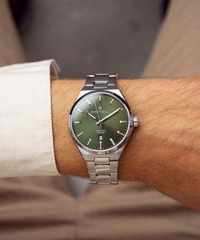 DESTELL Aries Green Silver Steel Sapphire watch