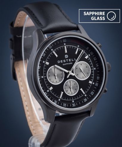 DESTELL Circinus Full Black Leather Chronograph Sapphire watch