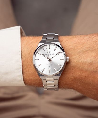 DESTELL Aries Full Silver Steel Sapphire watch