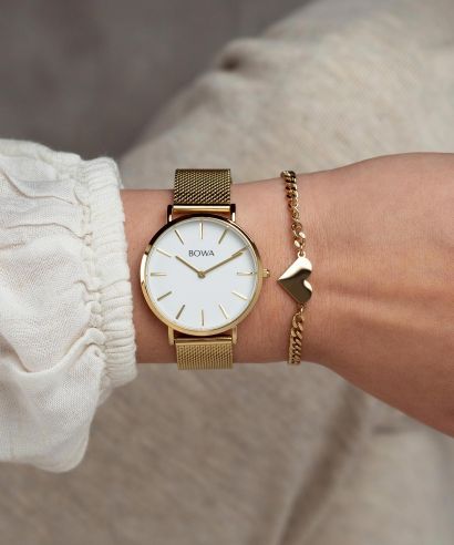 BOWA New York Petite White-Gold Mesh 34 Gift Set (watch + bracelet)