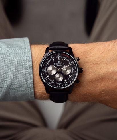 DESTELL Circinus Full Black Leather Chronograph Sapphire watch
