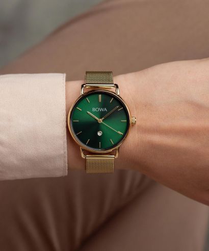 BOWA Milan Green Gold Mesh 34 watch