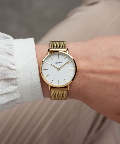 BOWA New York Petite White-Gold Mesh 34 women's watch