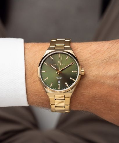 DESTELL Aries Green Gold Steel Sapphire watch